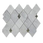Lavaliere Harlequin Carrara White Polished 10 in. x 12 in. Marble Harlequin Mosaic Tile (0.69 sq. ft./Each)