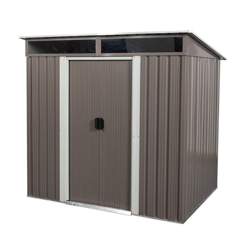 6 ft. W x 5 ft. D Metal Shed with Transparent Roof Panel, Sliding Doors and Lock, Galvanized Steel (30 sq. ft.) price history on PriceWatchPro