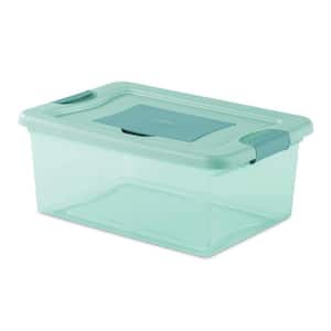 15 Quart Fresh Scent Stackable Plastic Storage Container Box, Aqua