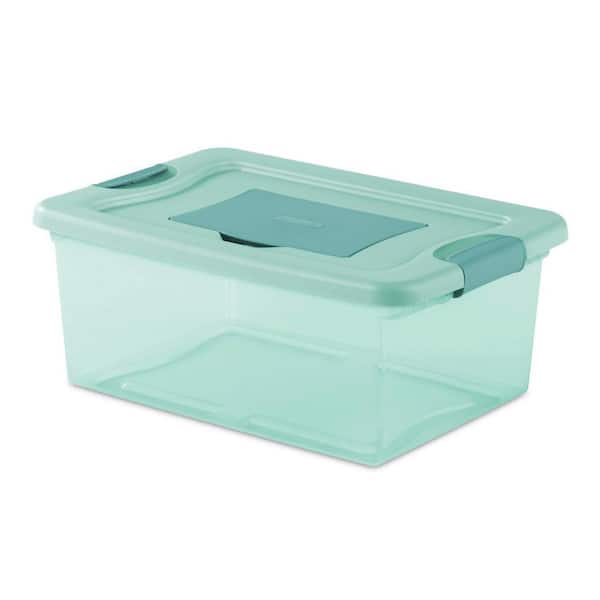 Sterilite 15 Quart Fresh Scent Stackable Plastic Storage Container Box, Aqua