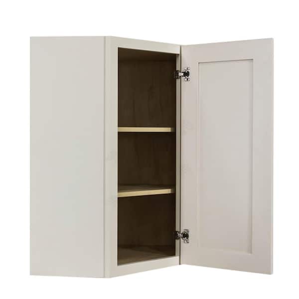 LIFEART CABINETRY Princeton Assembled 24 in. x 30 in. x 12 in. Wall Diagonal Corner Cabinet with 1-Door 2-Shelves in Off-White