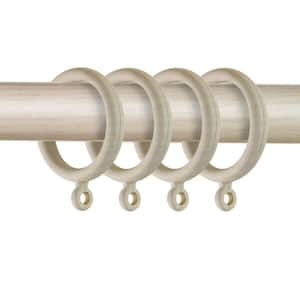 Lumi White Wood Curtain Rings Curtain with Clips (Set of 7