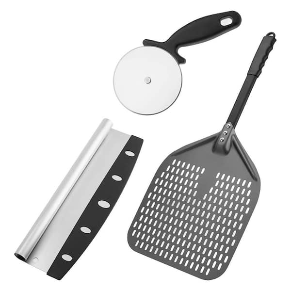 Perforated Anodized Aluminum Pizza Peel with Detachable Alloyed Handle and Insulated Grip for Home Made Pizza