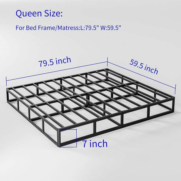 7 in. H Queen Box Spring Heavy Duty Metal Structure with Fabric Cover Easy Assembly Mattress Foundation THD SBS04 7 The Home Depot