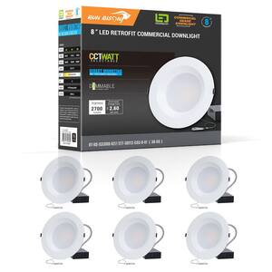 8 in. CCT and Wattage Selectable New Construction or Remodel IC Rated Integrated LED Commercial Downlight(6-Pack)