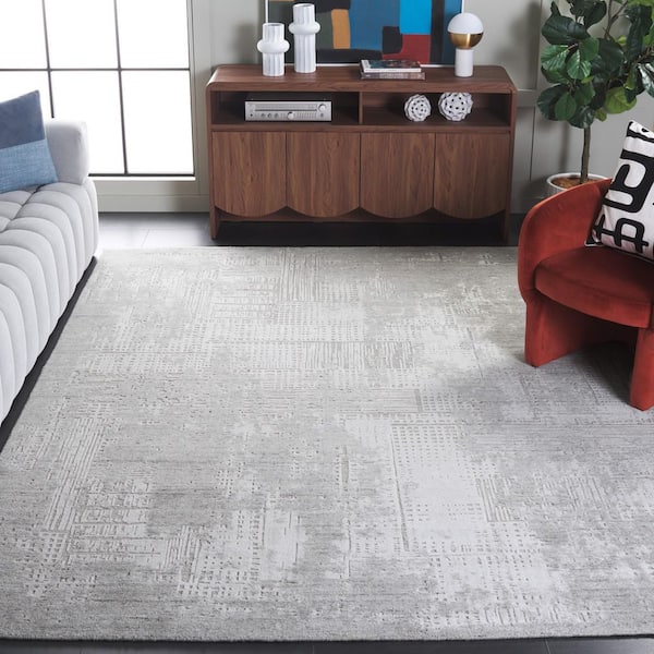 Mirage 9 ft. x 12 ft. Silver/Gray Distressed Abstract Area Rug