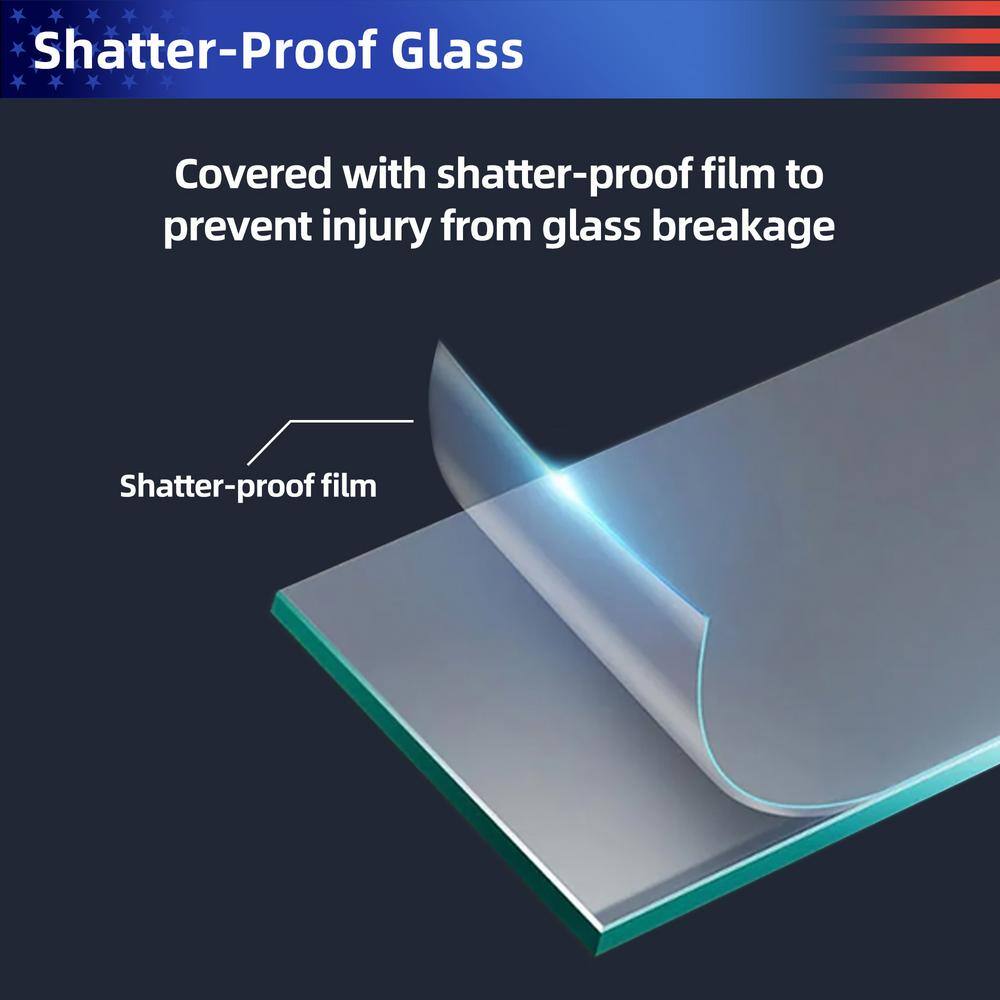 Black Semi-Frameless Tempered Glass Shower Door 34'' x 72''