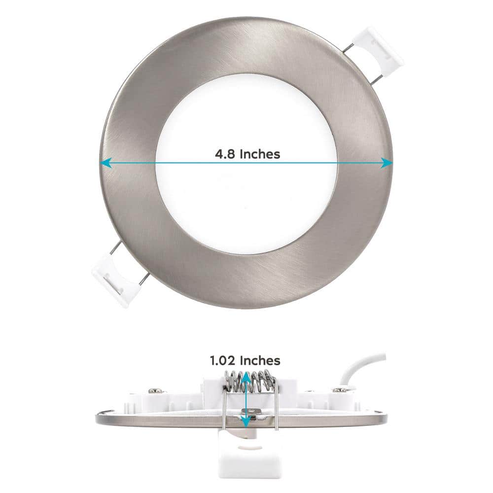 4'' Brushed Nickel LED Canless Recessed Lighting Kit with Adjustable Color Temperature