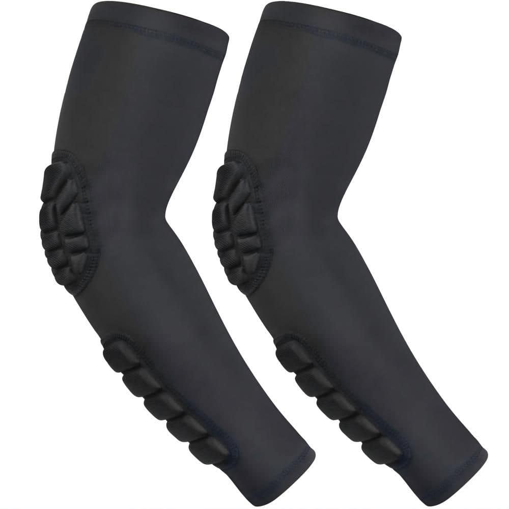 10 in. Small Size Padded Elbow Forearm Brace Sleeve, Thickened EVA Protection, Anti-Slip Compression Arm Sleeve in Black
