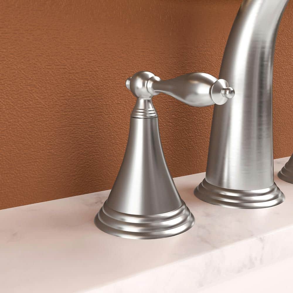 Brushed Nickel Double Handle 3-Hole Vessel Sink Faucet
