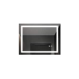 32 in. x 24 in. Modern Rectangle Framed Led Wall Decorative Mirror