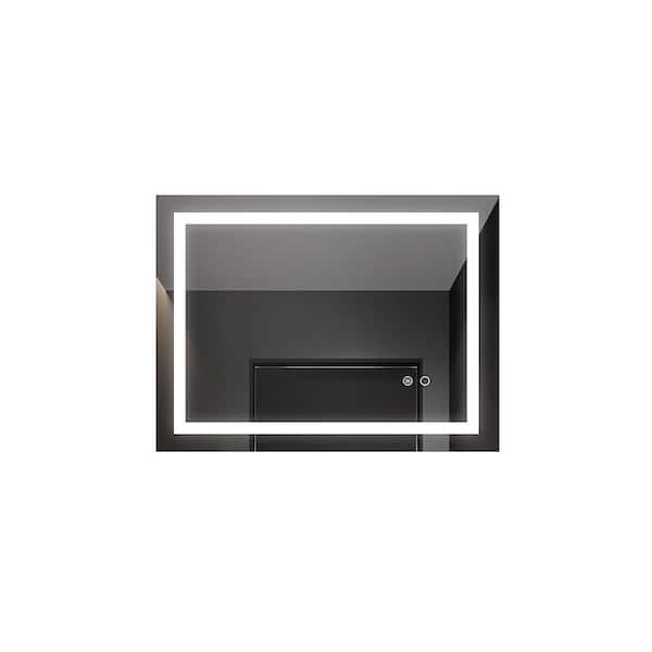 Unbranded 32 in. x 24 in. Modern Rectangle Framed Led Wall Decorative Mirror