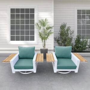 Denver Swivel Aluminum Outdoor Lounge Chair with Acrylic Cast Breeze Cushions (2-Pack)