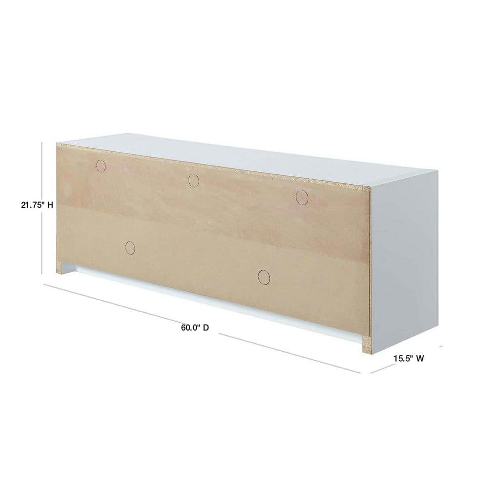 Newport Marbella 60" Luxe White TV Stand with Concealed Storage
