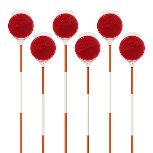 48 in. Reflective Driveway Markers 1/4 in. Dia Fiberglass Pole Double Sided Reflector for Driveway, Orange (6-Pack)