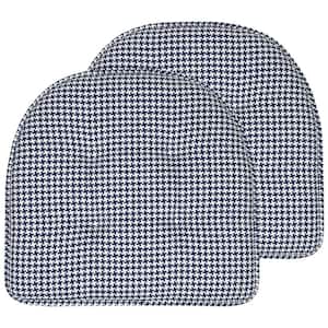 Navy, Houndstooth Stitch Memory Foam U-Shaped 16 in. x 16 in. Non-Slip Indoor/Outdoor Chair Seat Cushion(4-Pack)