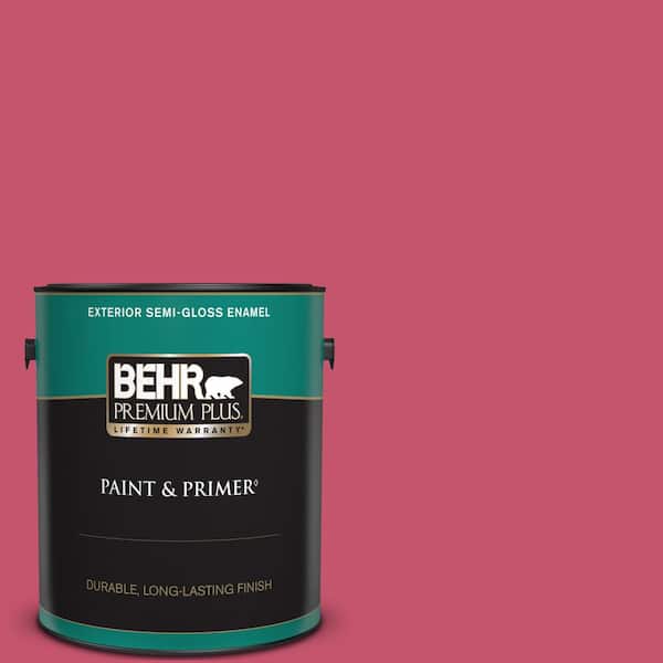 BEHR PREMIUM PLUS 1 gal. #120B-7 Tropical Smoothie Semi-Gloss Enamel Exterior Paint & Primer