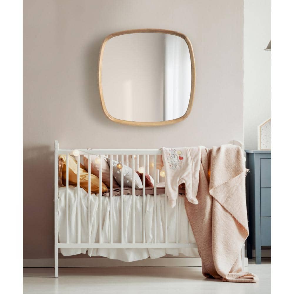 Natural Mango Wood Square Wall Mirror, 26 x 26