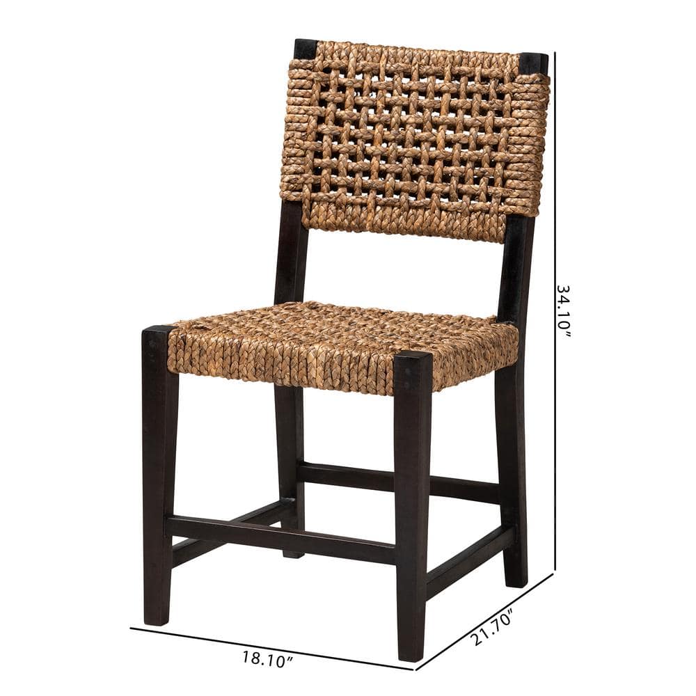 Bohemian Charm Dark Brown Mahogany and Rattan Side Chair