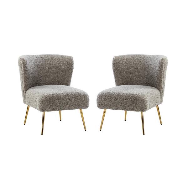 JAYDEN CREATION Gabriel Upholstered Accent Grey Side Chair with Metal Base (Set of 2)