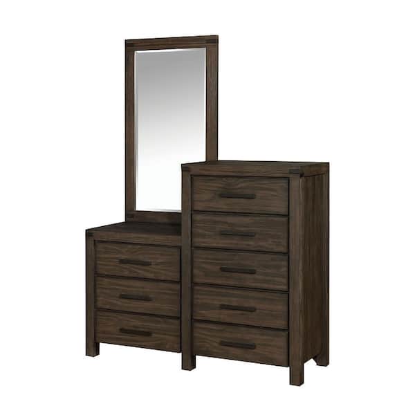 Benjara 17 in. x 72.88 in. Rectangular Wooden Frame Brown Dresser Mirror