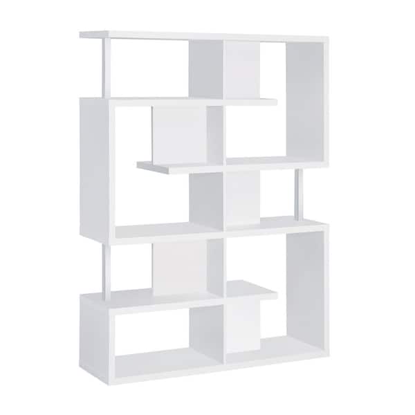 Coaster 63.25 in. White Wood 7-shelf Etagere Bookcase with Open Back