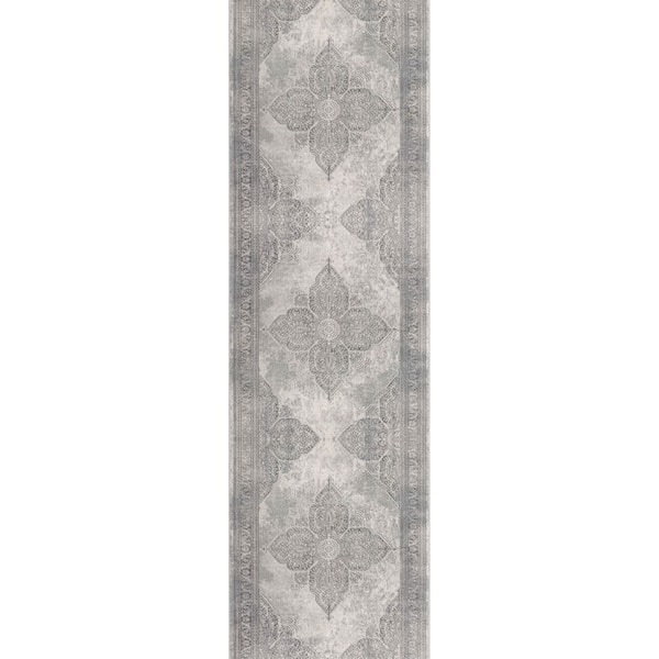 Havana Grey Beige, 2 ft. x 19 ft. Moroccan Indoor South-Western Runner Rug