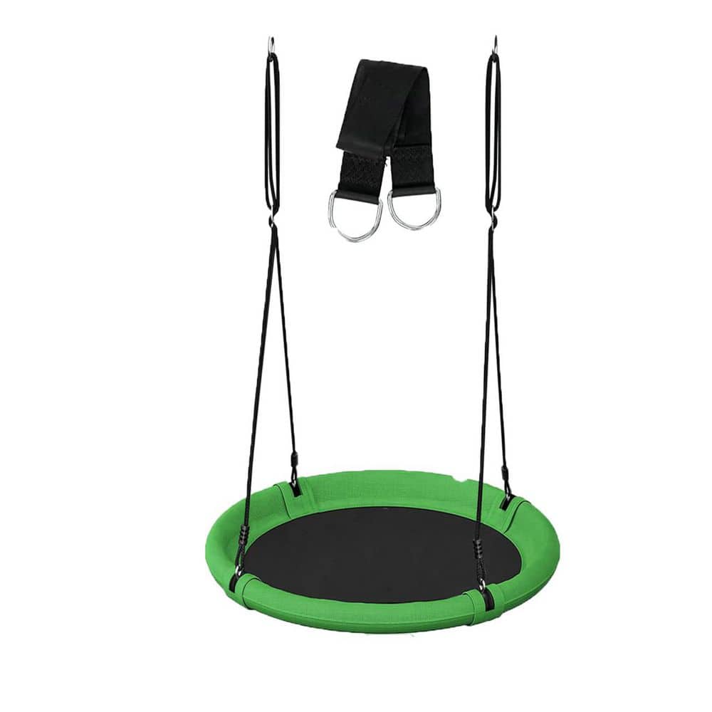 Green and Black Saucer Tree Swing Set with Adjustable Hanging