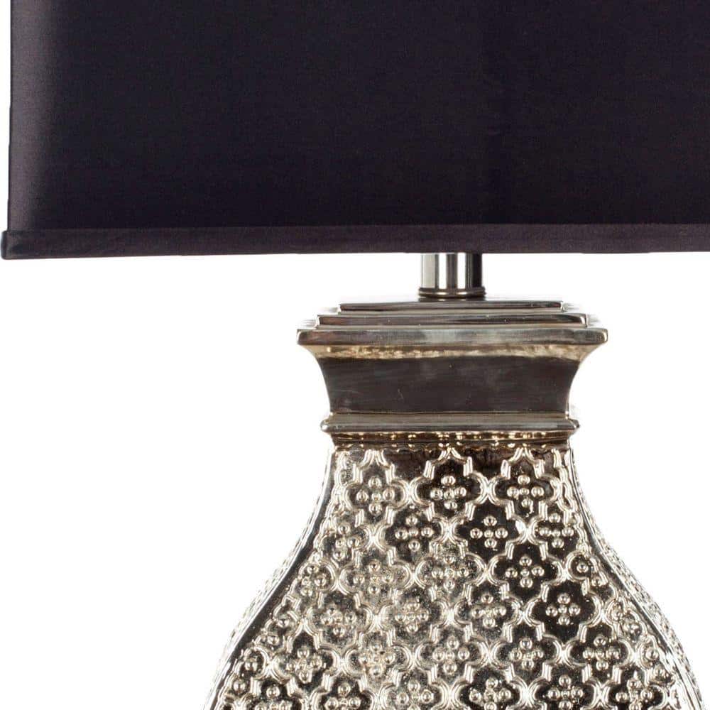 Malaga 29 Inch Silver Resin Table Lamp Set with Black Shades