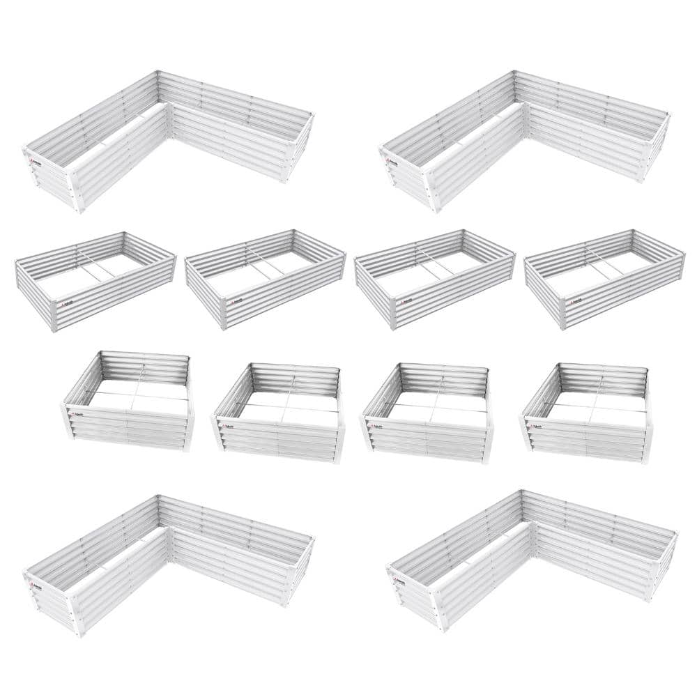 12-Piece White Metal Raised Planter Boxes for Flower Planters Vegetables price history on PriceWatchPro