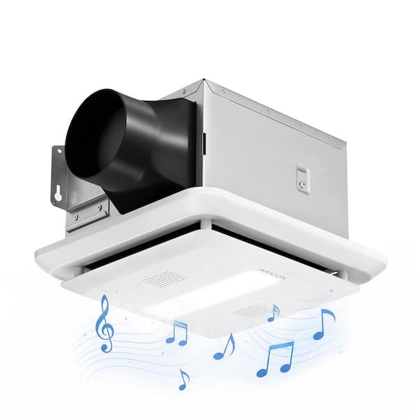 80 CFM 0.7-Sone Ceiling Bathroom Exhaust Fan with Bluetooth Speaker and 3 CCT Light, White, Square