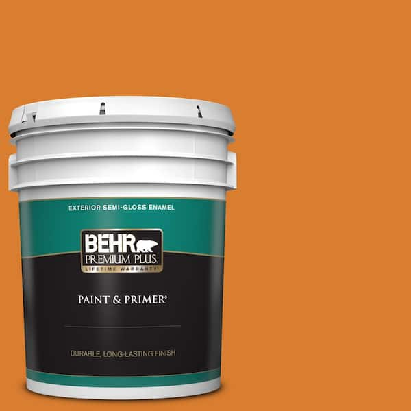 BEHR PREMIUM PLUS 5 gal. #270B-7 Bonfire Semi-Gloss Enamel Exterior Paint & Primer