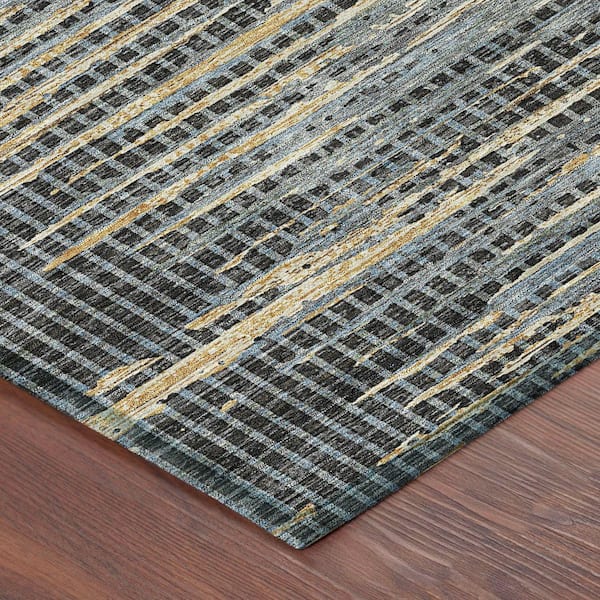Chantille Machine Washable Indoor/Outdoor Abstract ACN2642 Black 9 ft. x 12 ft. Area Rug