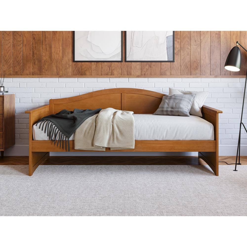 Acadia Light Toffee Twin Wood Daybed Frame with Drawer