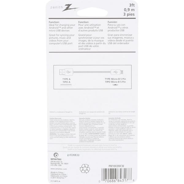 Audiovox Ah732r 3white Usb Micro B Cable | Seychelles