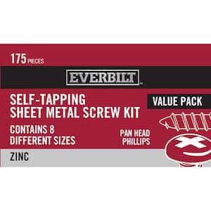 175-Piece Zinc-Plated Self-Tapping Sheet Metal Screw Kit
