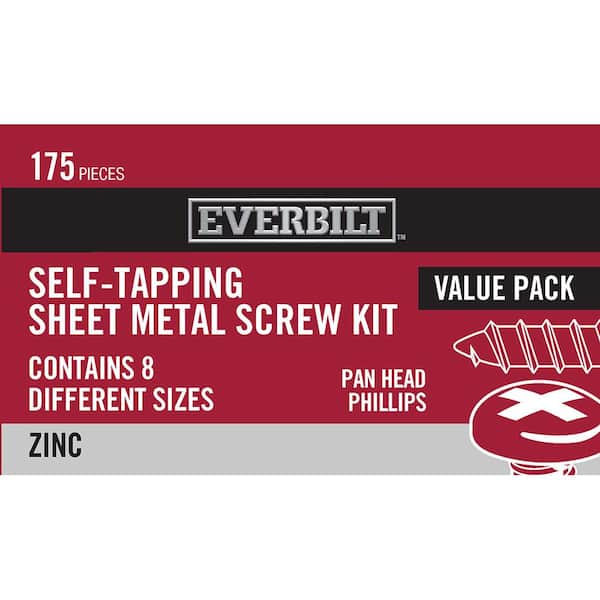 Everbilt 175-Piece Zinc-Plated Self-Tapping Sheet Metal Screw Kit