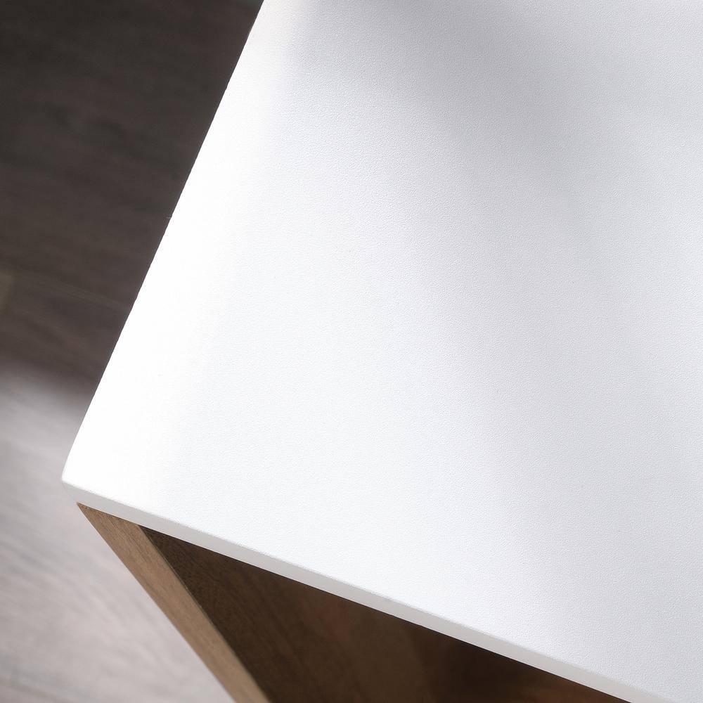 Sindoori Mango and White TV Credenza with Sliding Doors