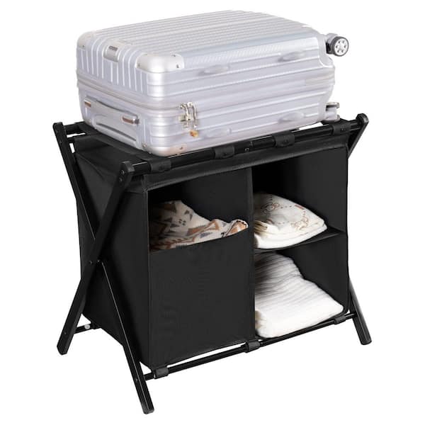 Numhew 23.62 in. x 14.57 in. x 24.21 in. Black Luggage Rack with
