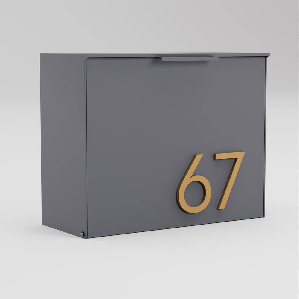 Gray Powder-Coated Steel Wall-Mounted Mailbox