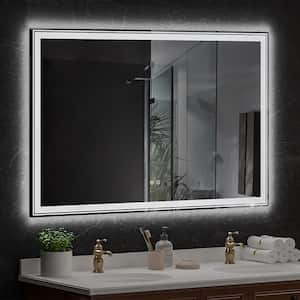 55 in. W x 36 in. H Large Rectangular Frameless Anti-Fog Memory Wall Front and Back LED Bathroom Vanity Mirror w/Light