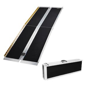 7 ft. Non-Skid Aluminum Folding Ramp Suitable Compatible with Wheelchair Mobile Scooters Steps Home Stairs Doorways