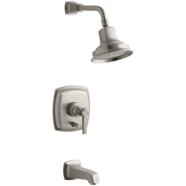 KOHLER Margaux 1-Handle Rite-Temp Tub and Shower Faucet Trim Kit in Vibrant Brushed Nickel (Valve Not Included)