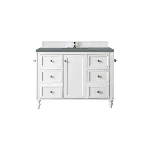 James Martin Vanities Copper Cove Encore 48 in. W x 23.5 in. D x 36.2 in. Single H Bath Vanity in Bright White with Cala Blue Quartz Top