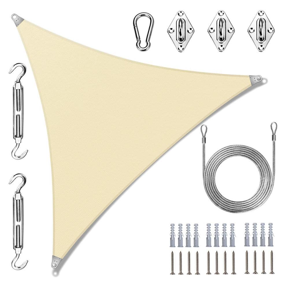 Super Ring 30 ft. x 30 ft. x 30 ft. Triangle Sun Shade Sail with Hardware Kit and Cable-Beige price history on PriceWatchPro