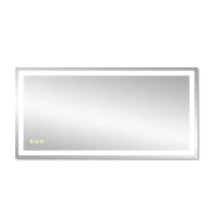 72 in. W x 36 in. H Rectangular Frameless Anti-Fog Wall Mounted LED Light Bathroom Vanity Mirror in Silver