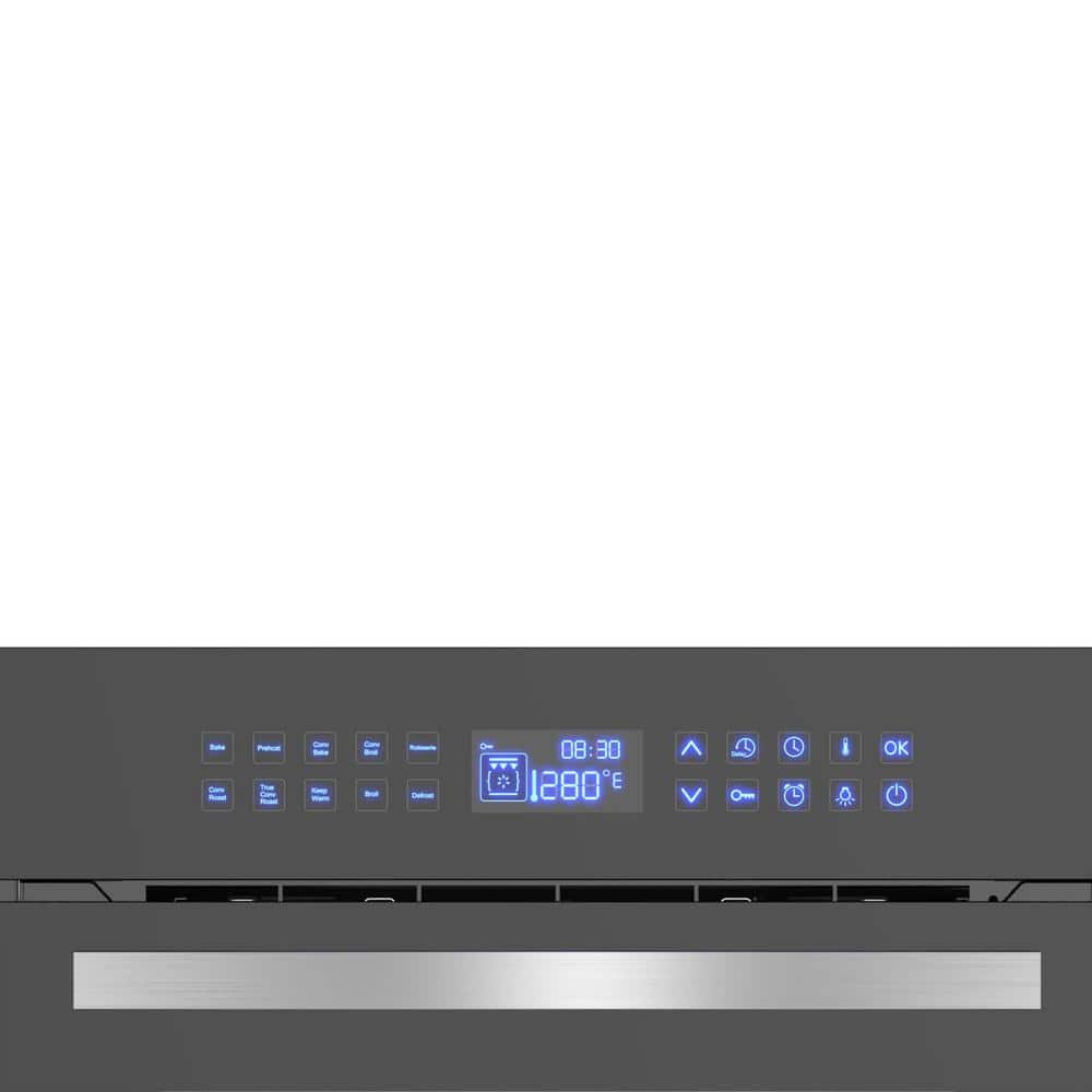 Empava 24 Inch Silver Mirror Glass Convection Wall Oven