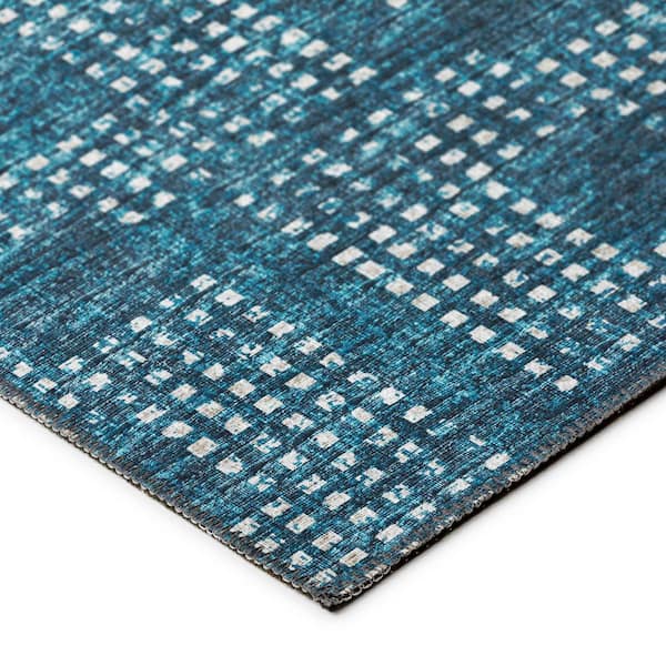 Eleanor Blue 9 ft. x 12 ft. Geometric Indoor/Outdoor Washable Area Rug