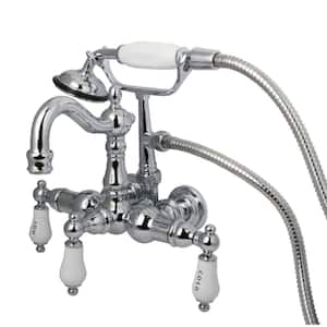 Victorian 3-3/8 in. Center 3-Handle Claw Foot Tub Faucet with Handshower in Chrome