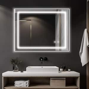 28 in. W x 35 in. H Rectangular Frameless Anti-Fog Beveled Edge LED Wall Bathroom Vanity Mirror